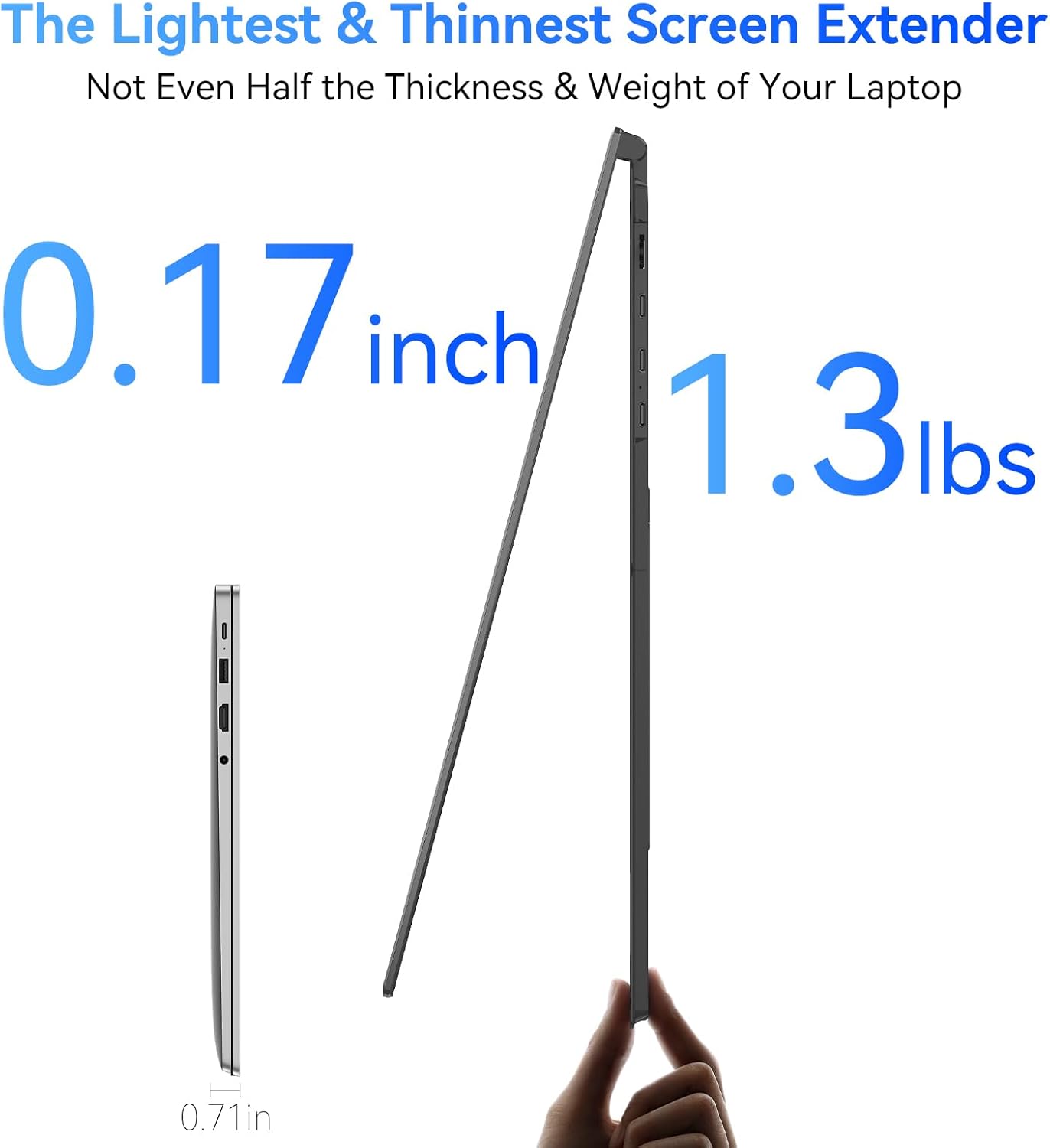 Blackview Laptop Screen Extender, 1.3lbs Ultra-Light & 0.17" Ultra-Slim, 14" FHD 1080P IPS Portable Laptop Monitor Extender, Travel Dual Monitor for 13-17",Plug & Play for Windows/Mac/Android/Switch