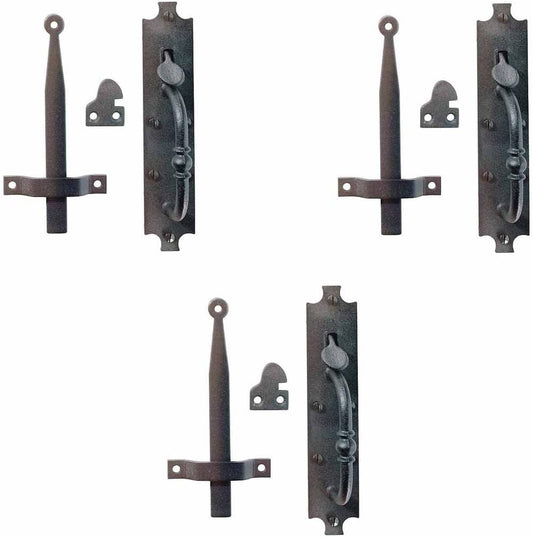 Black Cast Iron Norfolk Door Latches Traditional Gate Or Door 8" Tall Thumb Latches Black Powder Coated Two Sided Gate Latch Locks with Mounting Hardware | Renovators Supply Manufacturing Pack of 3