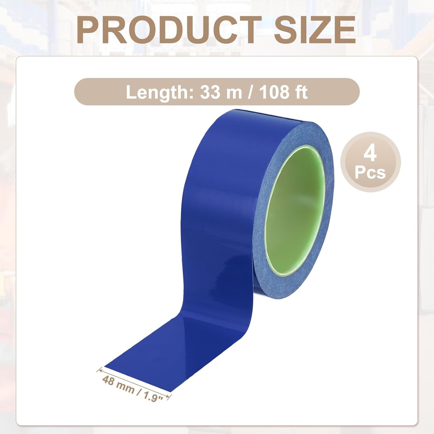 PATIKIL Floor Marking Tape 2 Inch x 110 Ft, 4 Pcs Self-Adhesive Warning Safety Tape Caution Stripe for Walls Floors Pipes Equipment Outdoor, Blue