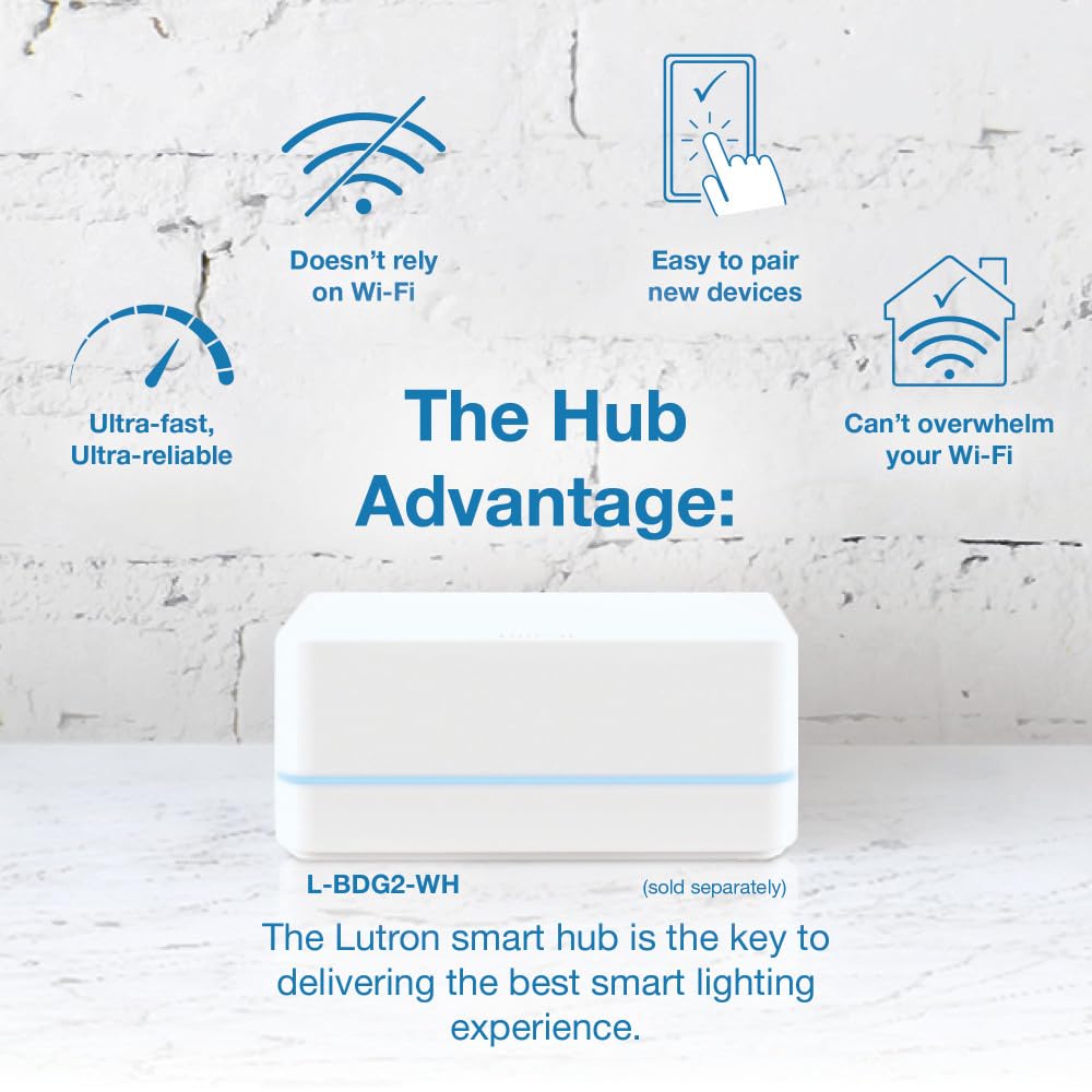 Lutron Diva Smart Dimmer Light Switch for Caseta Lighting (Lutron Smart Hub Required), for LED Lights, 150W, Single-Pole/3-Way, No Neutral, Light Almond (DVRF-6L-LA)