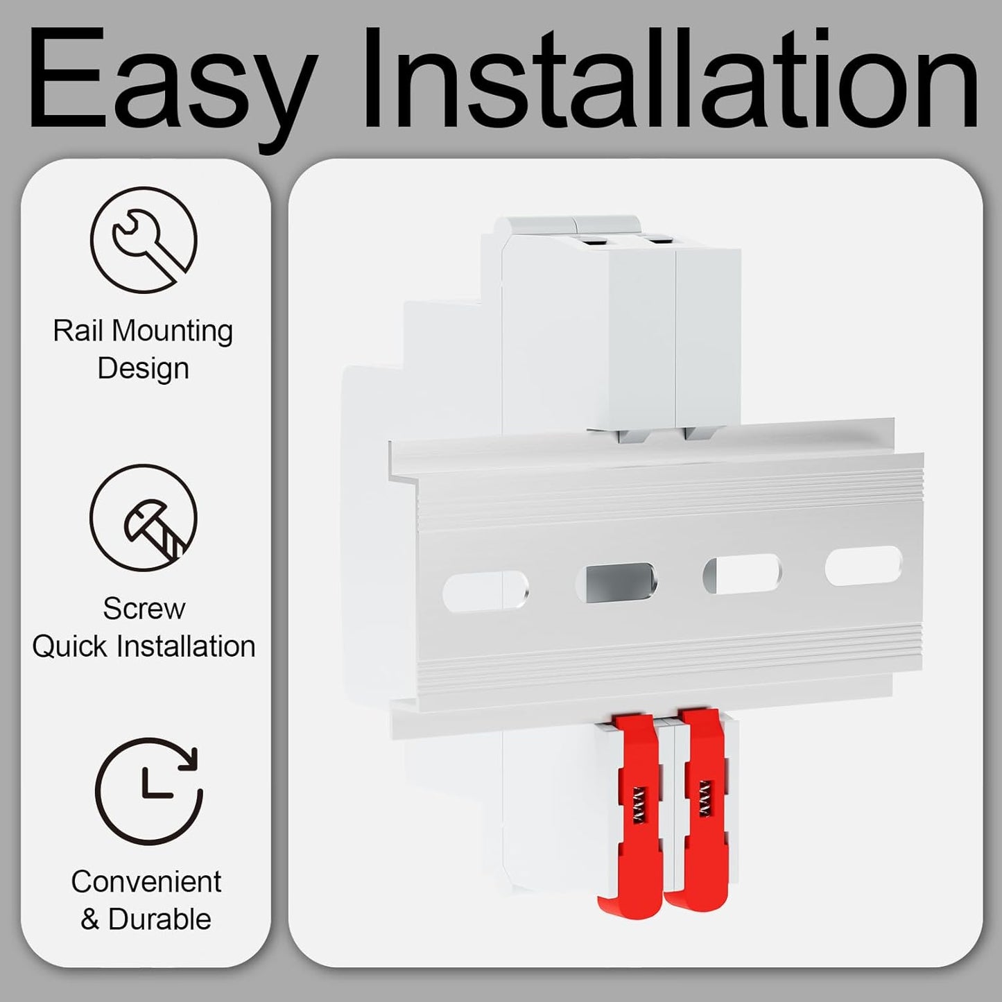 2Pcs C45 DIN Rail Mount Indicator Light, 2 LED Indicator Light, 110 VAC/DC Signal Lamp, with 80 mm DIN Rail & Screws, Ideal Light for Indicating Circuit Status, CE (Red, Green)