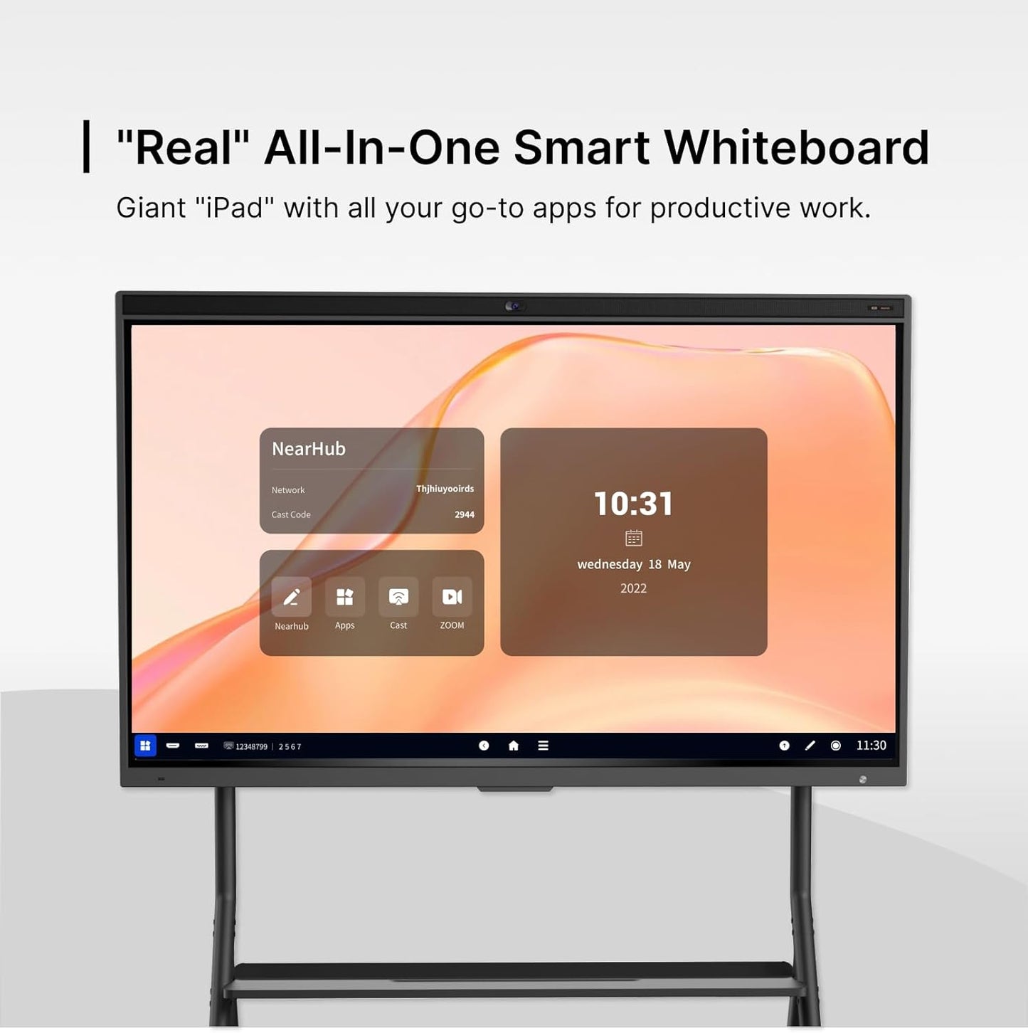 NearHub 75'' Interactive Smart Whiteboard,AI -Powered 4K Camera,MEMS 24-mic Array with Noise Reduction,All-in-One Whiteboard for Hybrid Collaboration with AndriodOS & Open App Ecosystem (Board+Stand)