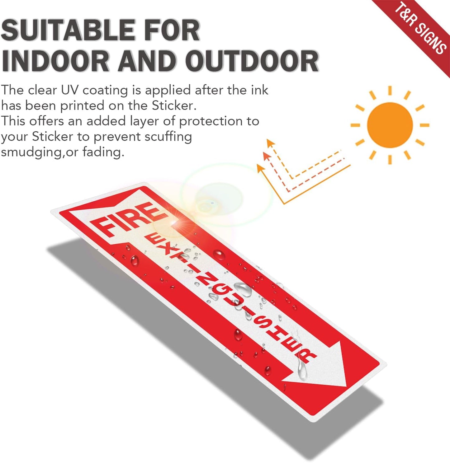 T&R Fire Extinguisher Inside Sign Stickers - 24 Pack - 12x4 inches Reflective Label, UV resistant, waterproof, fade and scratch resistant, suitable for indoor and outdoor