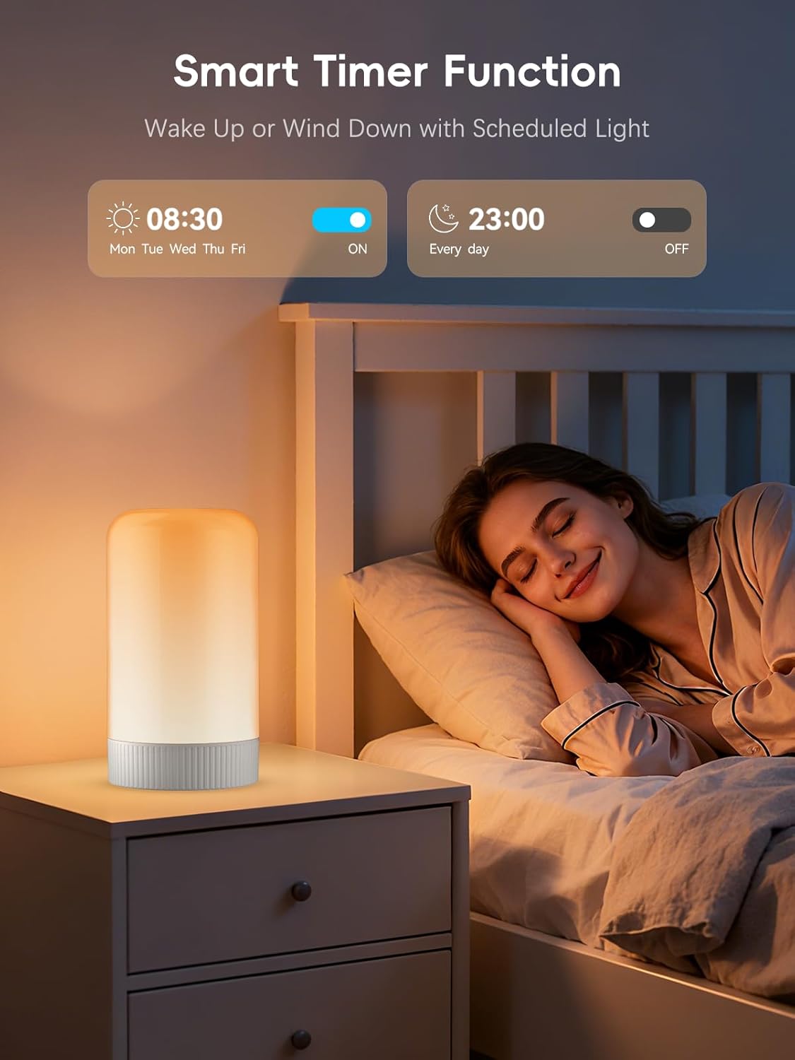 RGBICWW Smart Table Lamp, Touch Bedside Lamp with App Control, LED Desk Lamp with Music Sync, 30+ Scenes & 16M Colors, Color Changing Lamp for Bedroom Living Room Gaming Dimmable Night Light, Silver