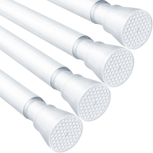 4 Pack White Tension Curtain Rod for Windows 30 To 64 Inch White Tension Rod 7/8" Adjustable Spring Curtain Rod No Drilling Tension Shower Curtain Rods for Closet Doorways