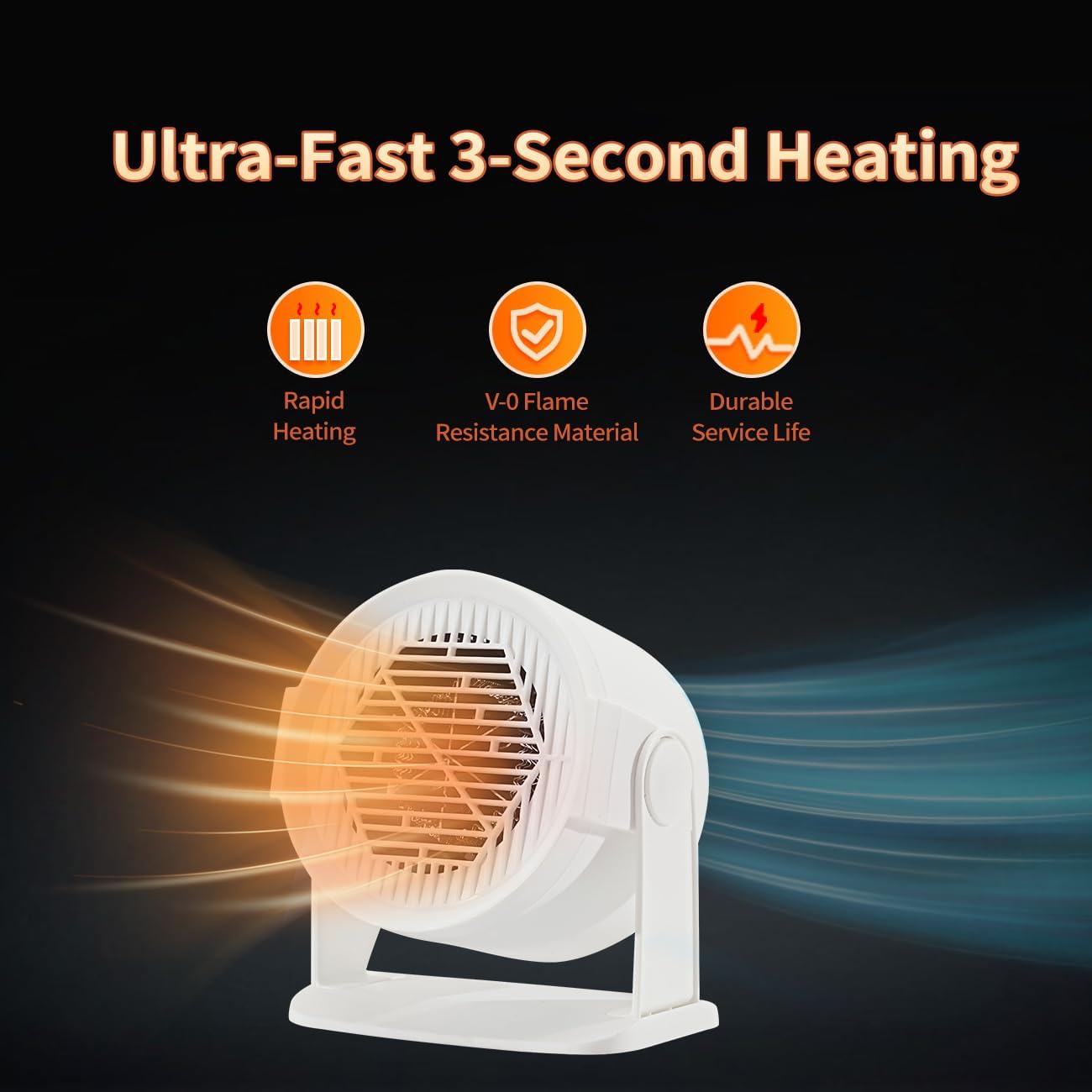 Mini Space Heater, 120° Adjustable Tilt, Fast Heating 400W/600W Energy Efficient for Indoor Use,Overheating Protection,Fast Heating,Small Desk Heater for Bathroom Home Office Bedroom