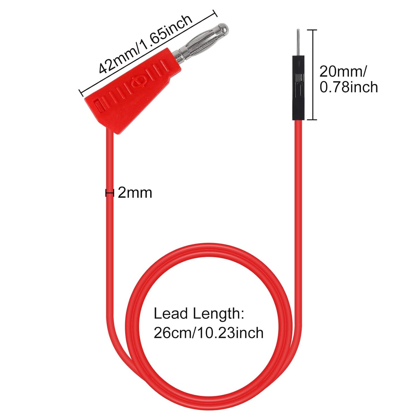 10PCS Stackable Banana Plug to Breadboard Male Jumper Wires, 22AWG Soft Flexible Silicone Test Leads, 4MM Banana Plug to Jumper Wires for Electrical Testing, 27.5CM