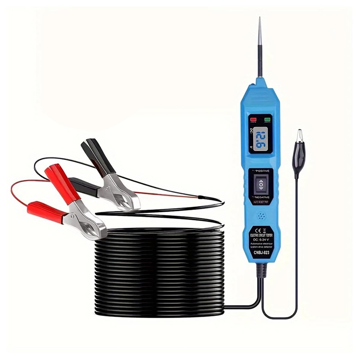 Power Circuit Tester, 6-24V DC Test Light Short Circuit, Automotive Component Electrical Polarity Identify Continuity Tester, Overload Protection