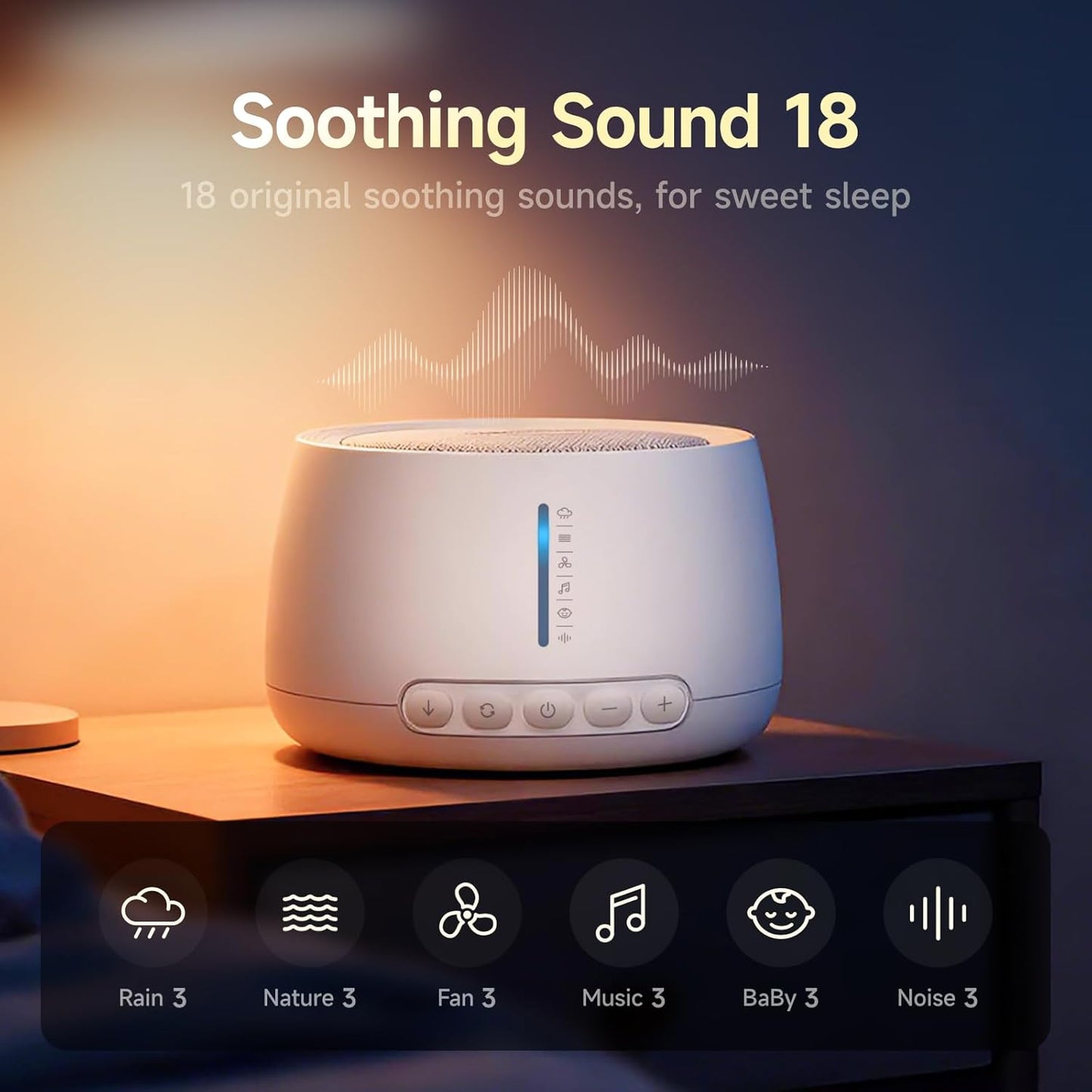White Noise Sound Machine,18 Non-Looping Sounds,Sleep Timer,ZenNap App Included 500+ Hi-Fi Audios, 8-Sounds Mixing,Sound Machine for Sleeping,Office,Travel,Home