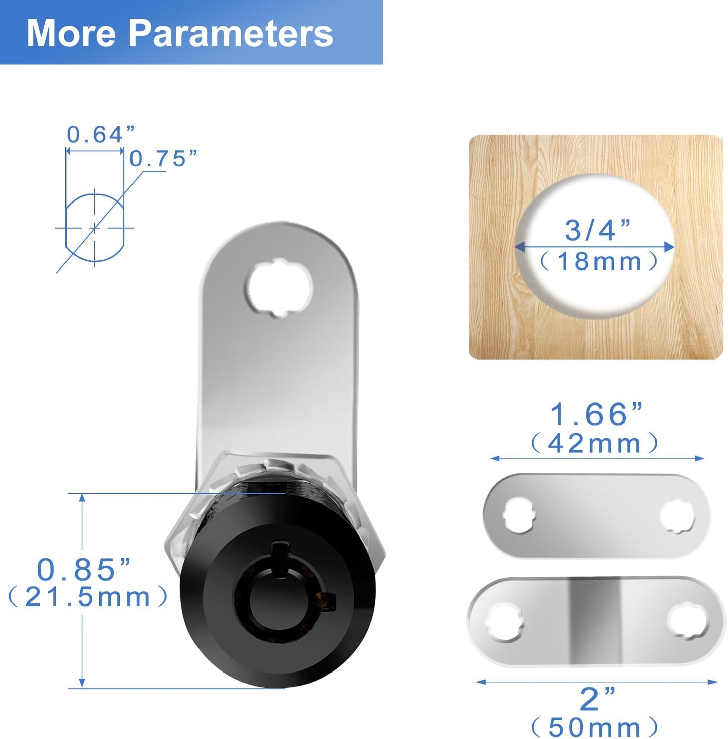 Black Cam Locks RV Storage Locks Keyed Alike, 1-1/2” Fits on 1-1/4” Max Door Thickness, RV Compartment Locks for Camper Trailer Cabinet Locks with Keys (Black 1-1/2 Inch 6Pack)