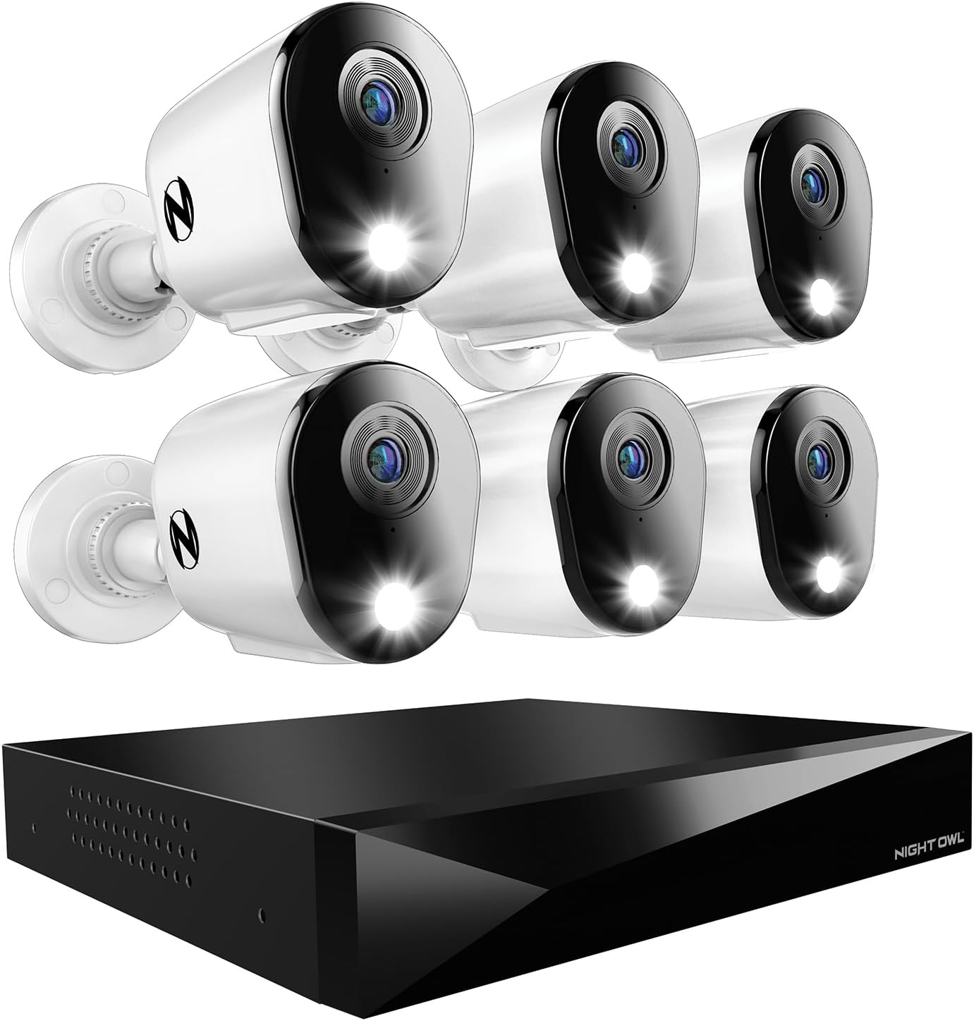 Night Owl 2-Way Audio 12 Channel DVR Video Home Security Camera System with (6) Wired 2K HD Indoor/Outdoor Deterrence Cameras and 1TB Hard Drive (Add up to 2 More Wired and 4 Wi-Fi Cameras)