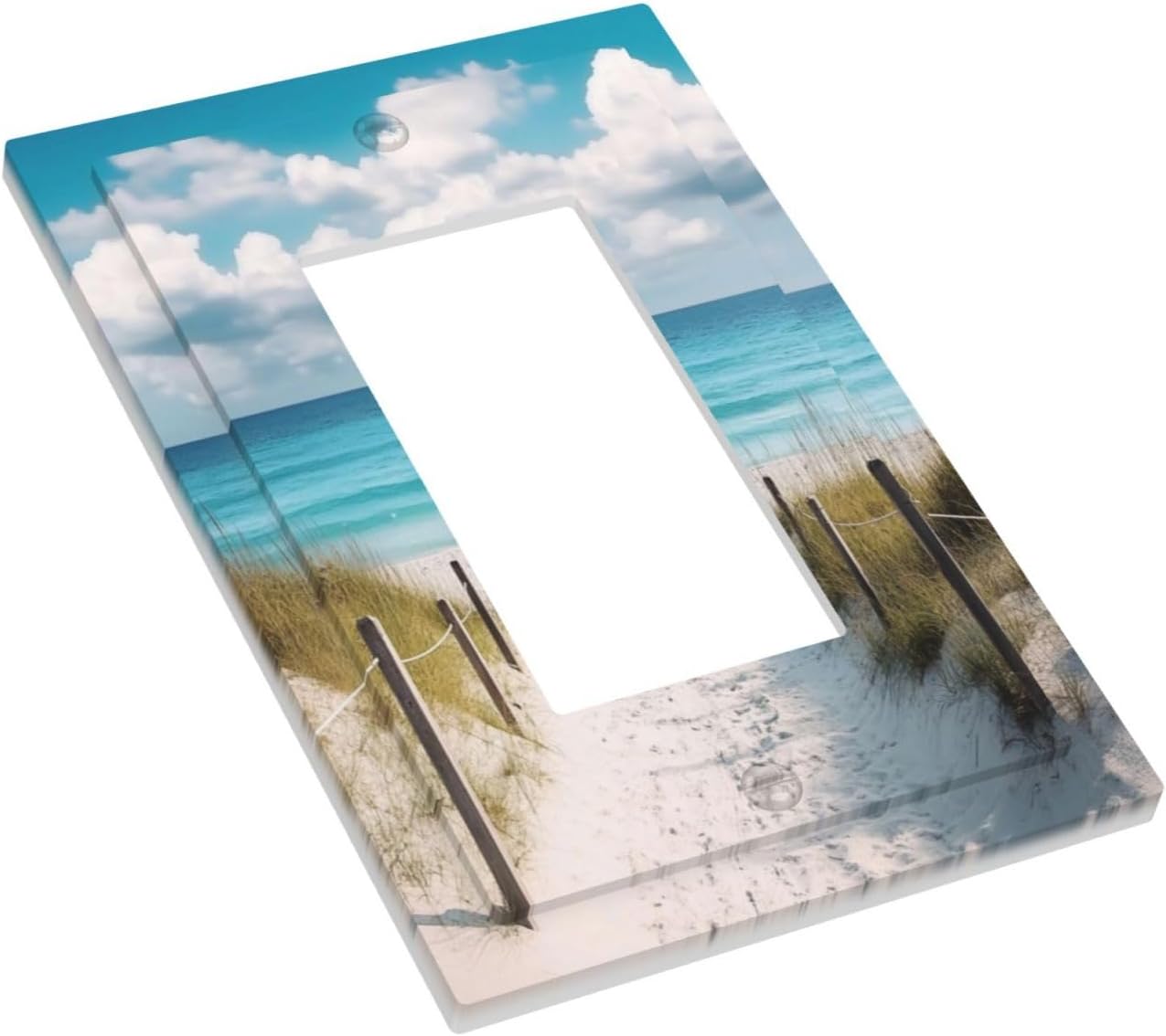 Decorative Outlet Covers Coastal Beach Ocean Seaside View 1 Gang Rocker Light Switch Cover Plate Single Wall Plates for Electrical Outlets Switch Plate Covers Faceplate for Bedroom Home Decor