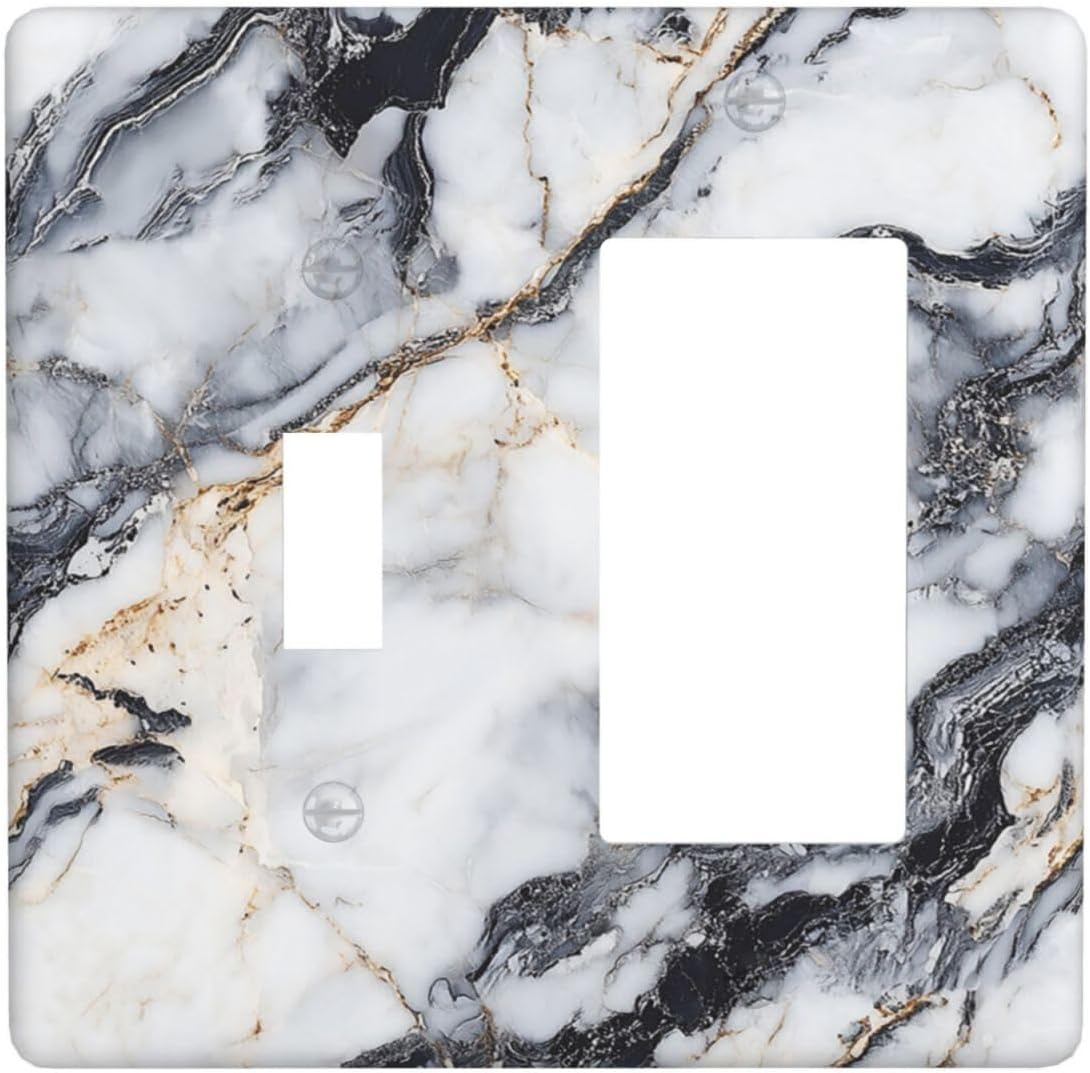 Outlet Covers Black Gold Marble Abstract Modern Luxury 1 Toggle 1 Rocker Combo Light Switch Cover Plate Decorative Switch Plate Covers Electrical Wall Plate for Bedroom Home Decor