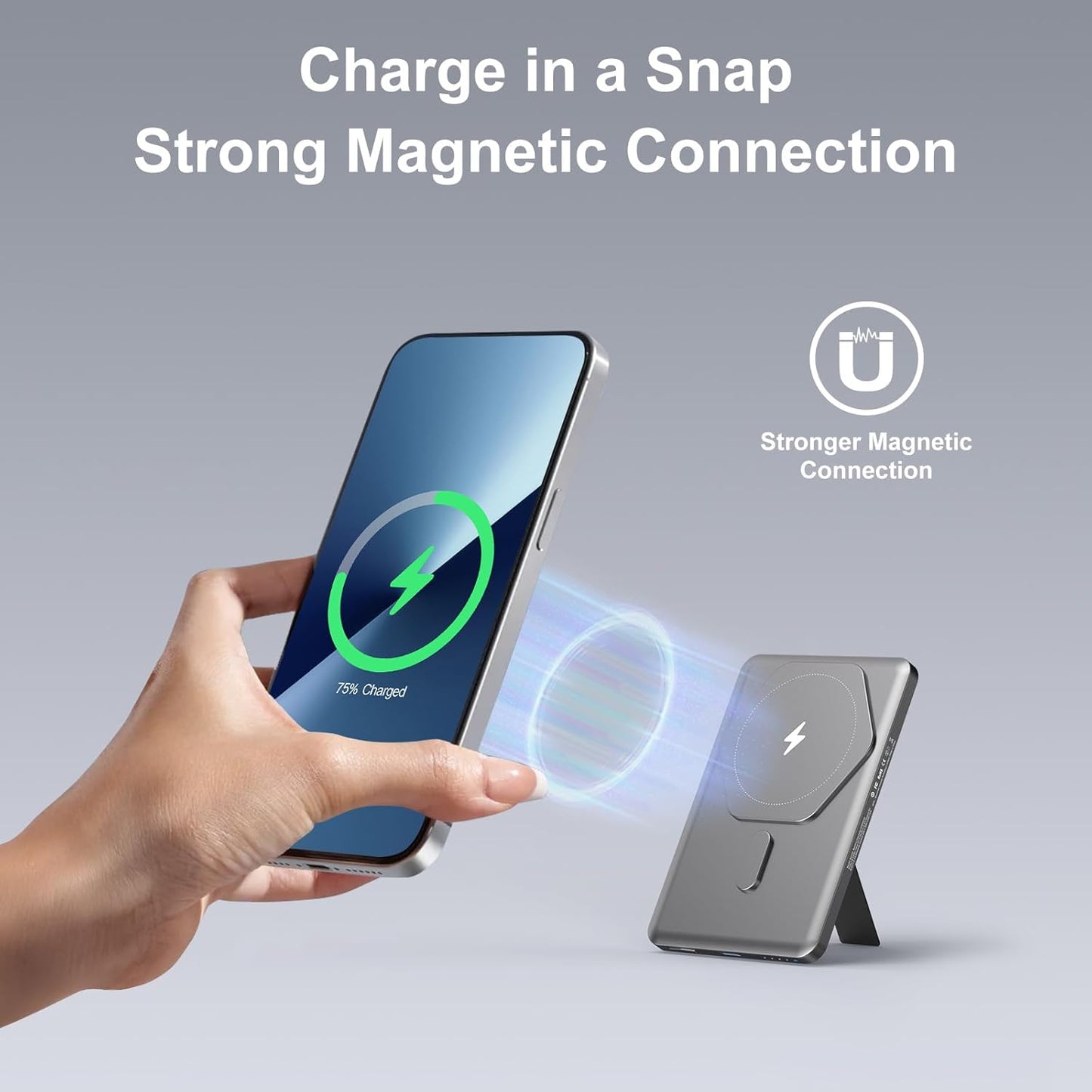Magnetic Slim Portable Charger with Stand, 5000mAh Wireless Power Bank[Alloy-Made], PD 20W Fast Charging Compatible with iPhone 16/15/15 Pro/15 Pro Max, iPhone 14/13/12 Series, Orange