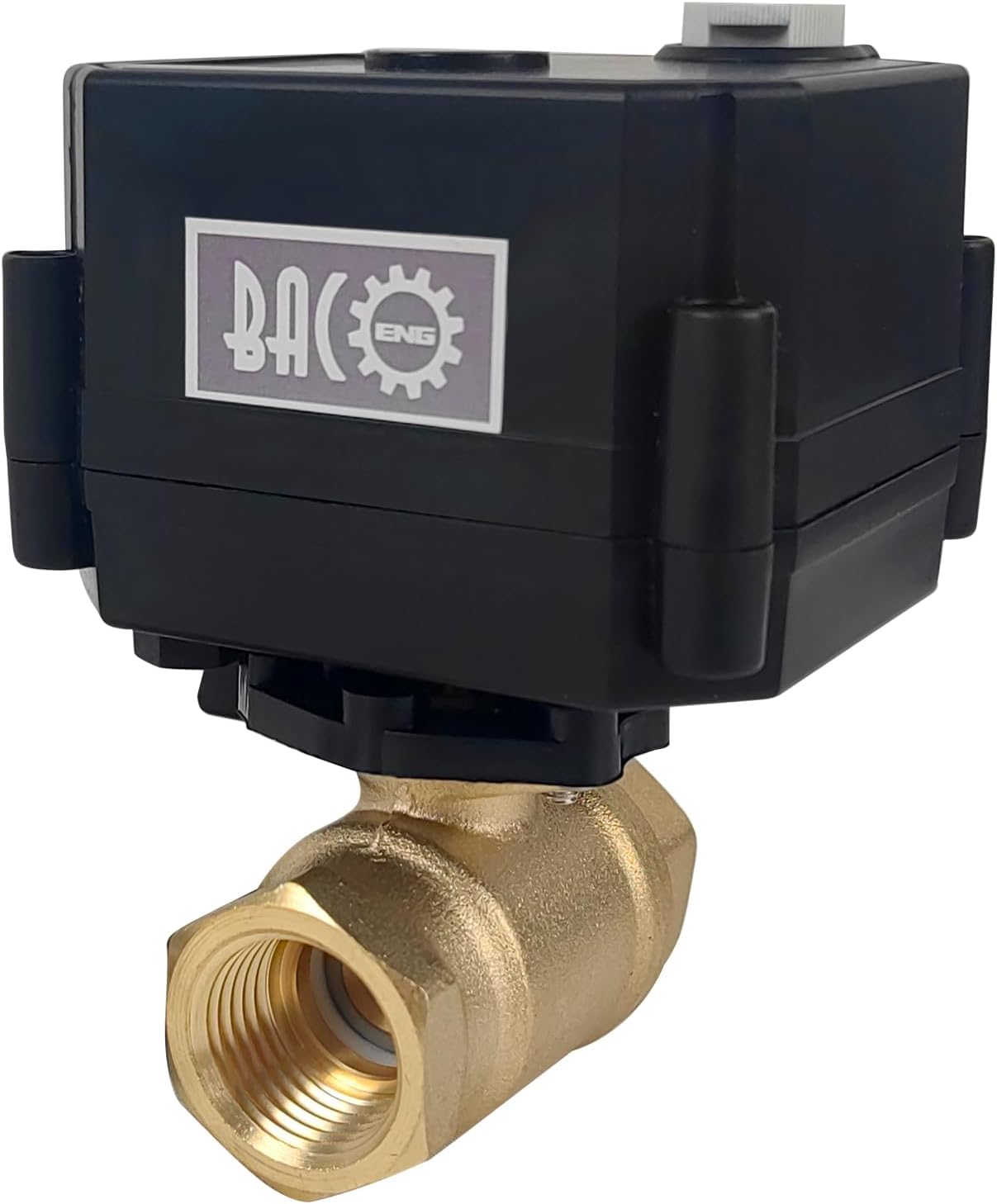 BACOENG Motorized Ball Valve, 2 Wire Auto Return 3/4" Brass Electrical Ball Valve with Standard Port, AC/DC9-24V Manually Closable (Normally Closed), Black