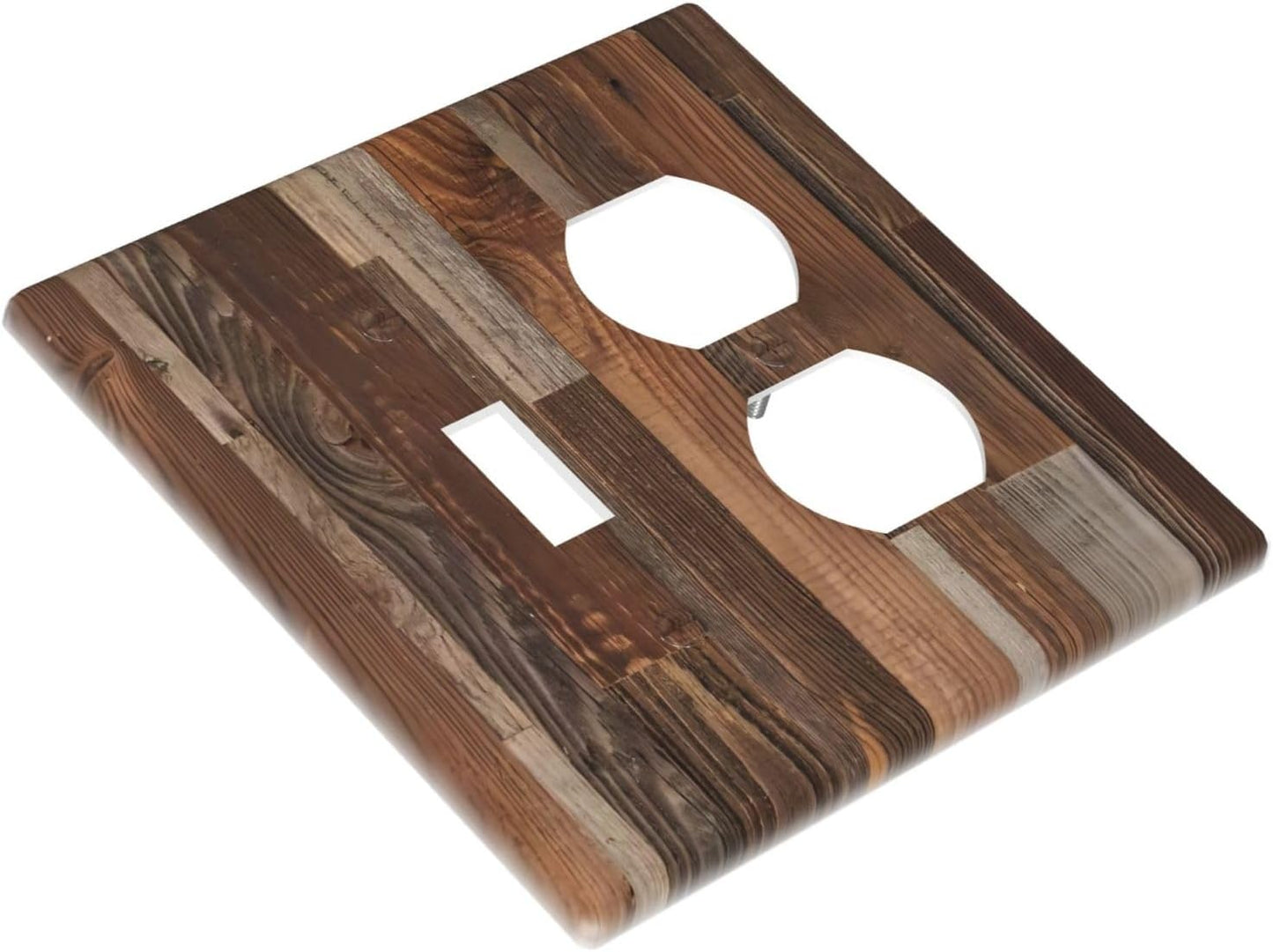 Vintage Brown Wooden Boards Print Wood Grain Wallplates 1 Toggle 1 Duplex Switch Plate Electrical GFCI Faceplate Decorative Light Switch Covers for Farmhouse Home Decor