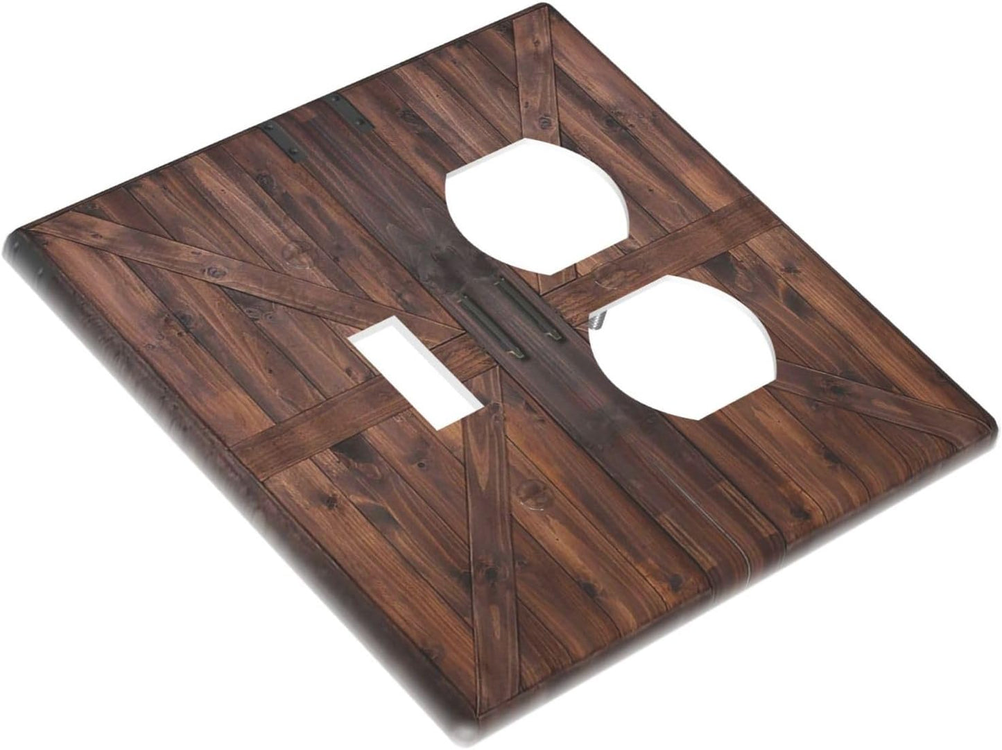 Decorative Outlet Covers Vintage Brown Farmhouse Barn Door 2 Gang Light Switch Cover Plate Single Toggle Duplex Wall Plates for Electrical Outlets Switch Plate Covers for Bedroom Home Decor
