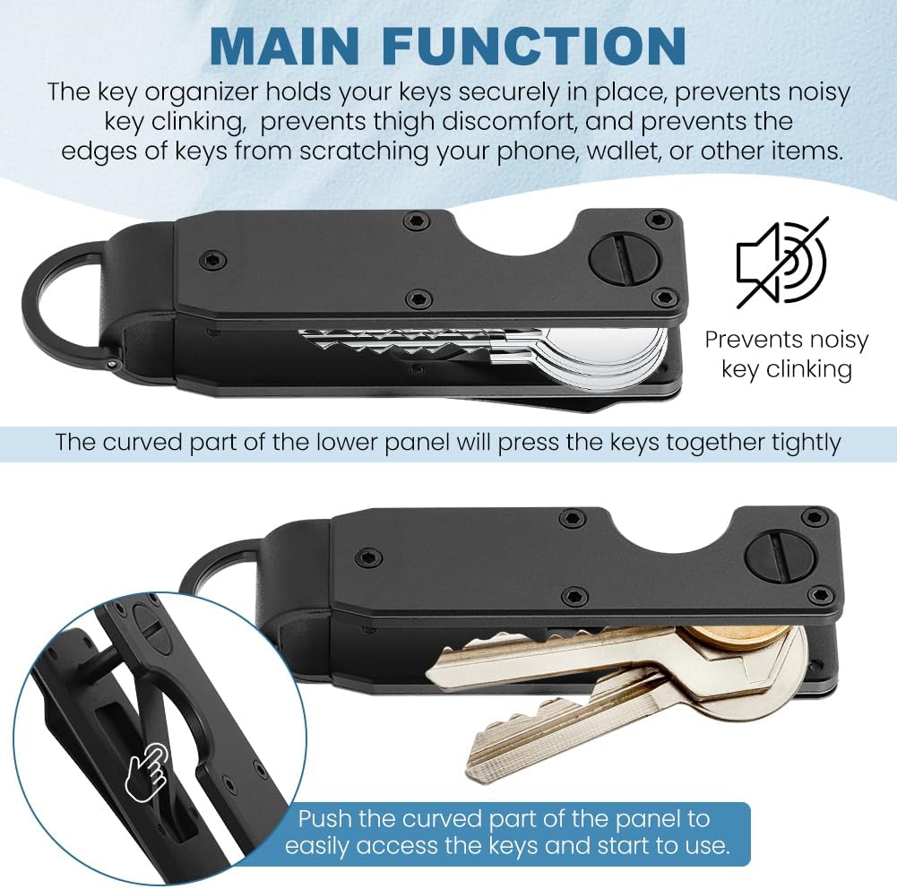 Key Organizer With Key-Handle,Compact Met-allic Key Holder,Met-allic Key-Organizer,Smart Keychain Secures 1-5 Keys