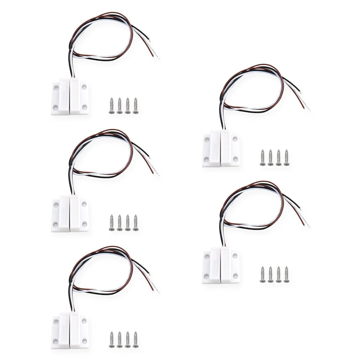 Magnetic Reed Switch NC NO COM Surface Mount Wired Door Window Contact Sensor with Adhesive Paper for Home Security and Burglar Alarm Systems MC-38 5pcs