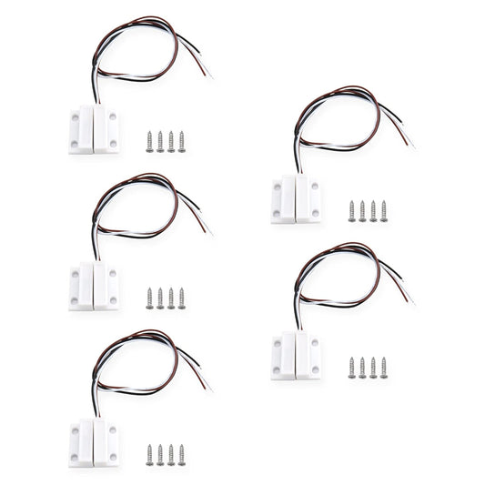 Magnetic Reed Switch NC NO COM Surface Mount Wired Door Window Contact Sensor with Adhesive Paper for Home Security and Burglar Alarm Systems MC-38 5pcs