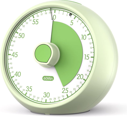 Visual Timer for Kids 60-Minute - Silent Analog Countdown Time Timer with Optional Alarm, Focus Tool for ADHD & Autism, Time Management for Homework, Chores, Office, Kitchen, Teaching & Study Routines