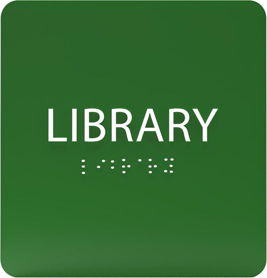 6" X6" Library Sign - ADA Compliant Tactile Graphics Grade 2 Braille Text Acrylic Wall Sign - Quiet zone, Information Convey, Group Study Room Door Signs for Office, School, Home