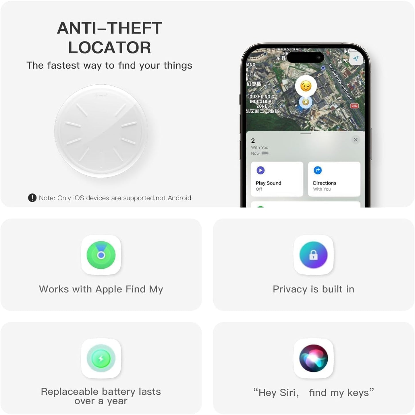 GPS Tracker for Vehicles, 1PCS Real Time GPS Tracker for Car Work with Find My (iOS Only),MINI Car Tracker Device Hidden,No Monthly Fee, Waterproof Car Tracker