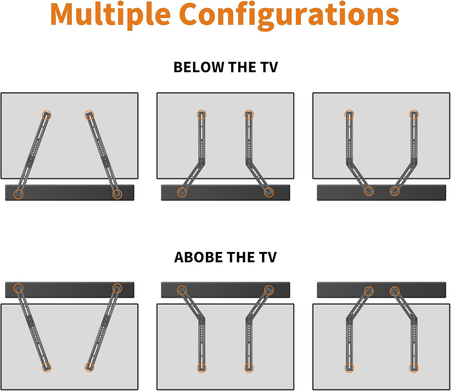 Universal Sound Bar Mounts Fits Most 23 to 65 Inch TVs Soundbar TV Mount Bracket Above or Under TV, up to 22 lbs SBR302