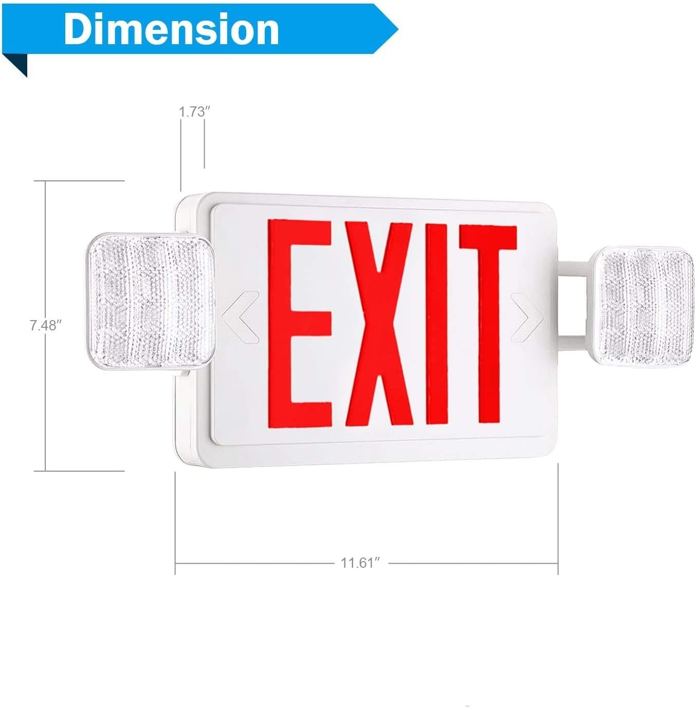 6 Packs Red Exit Sign with Emergency Lights, LED Emergency Exit Light with Battery Backup, UL Listed, AC 120/277V, Commercial Emergency Lights Combo for Business/Home.