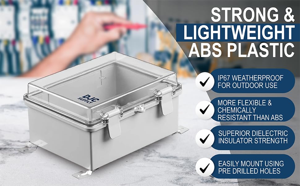 Co. ABS Waterproof IP67 Hinged Electronics Box with Mounting Plate, Bracket (11.81" x 15.7" x 6.7", Clear Cover - 4 Pack)