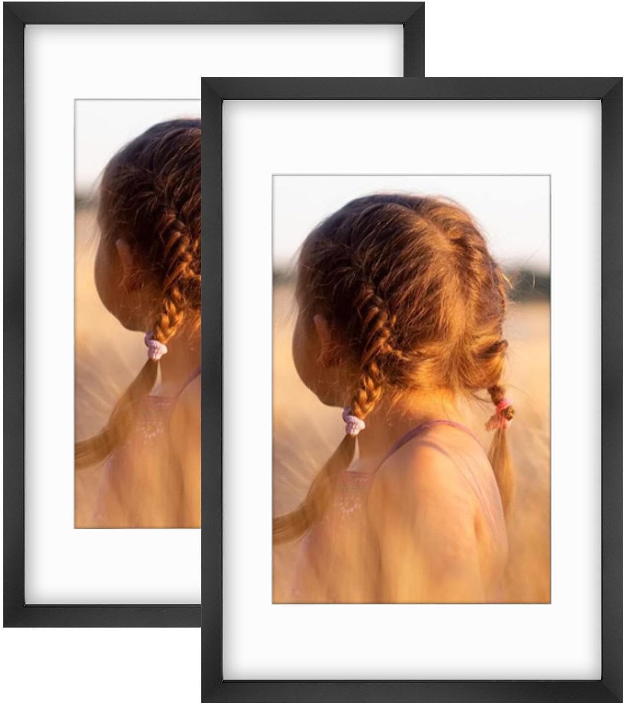 Golden State Art, 16X24 Picture Frame with Mat for 12X18 - High Definition Glass Wall Mounting Horizontal Vertical Display (Black, 2 Pack)