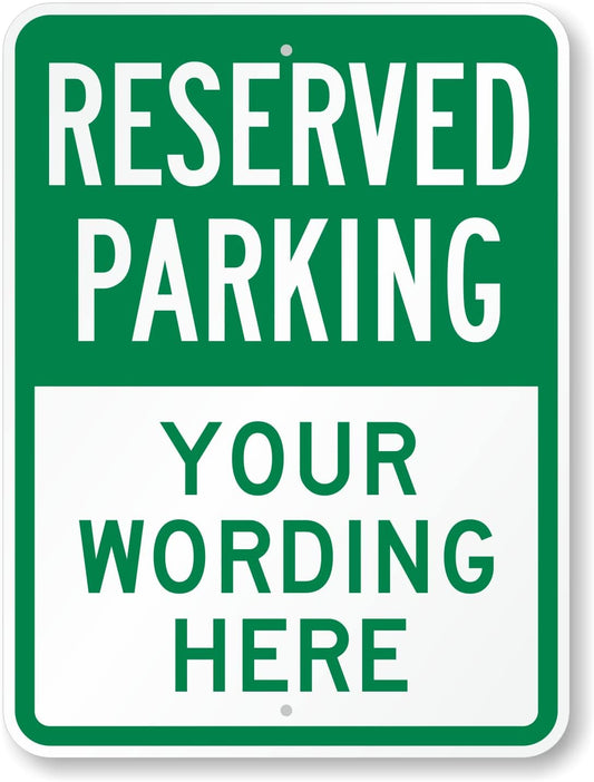SmartSign 24 x 18 inch Custom “Reserved Parking” Metal Sign - Add Text, 80 mil Laminated Rustproof Aluminum, Green and White, Made in USA