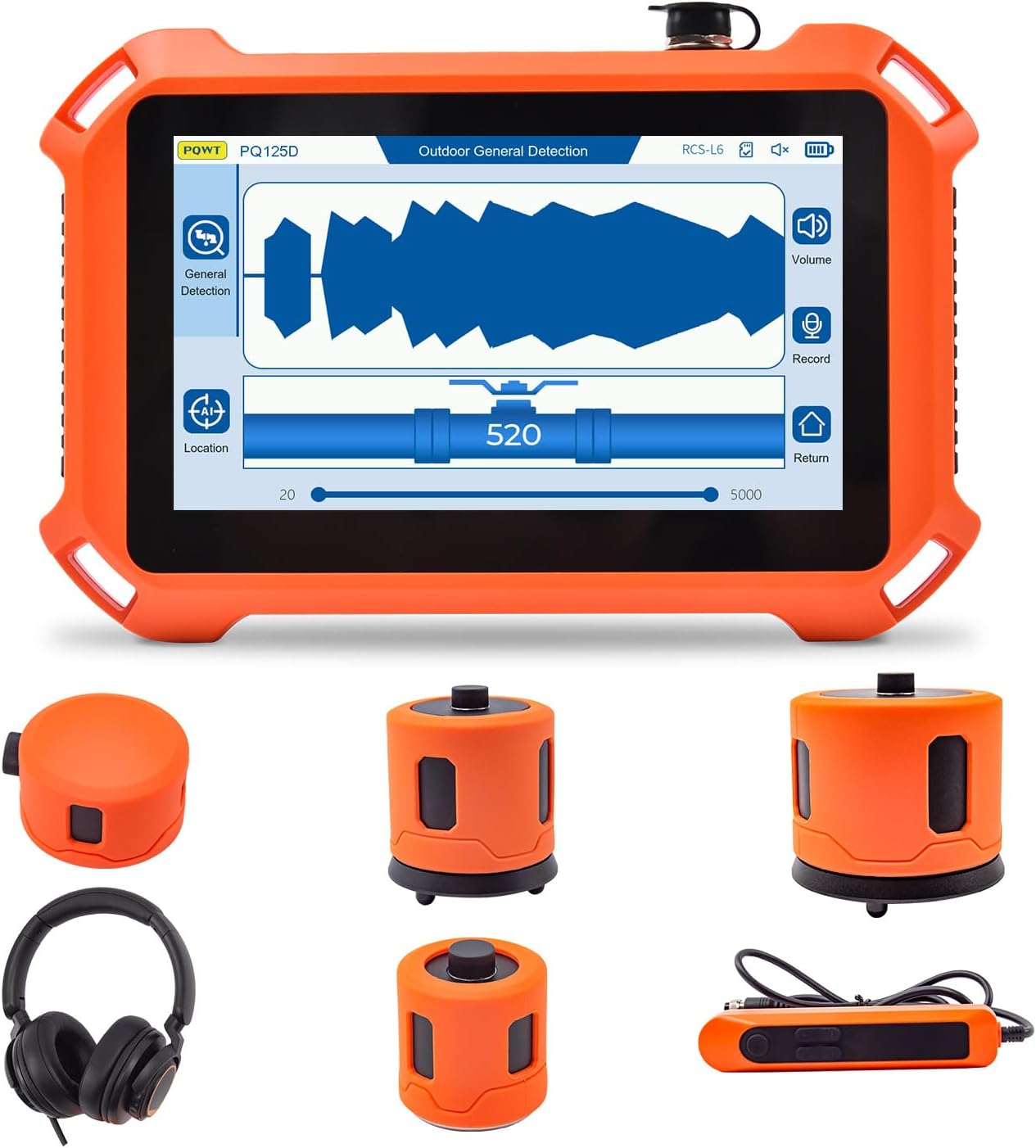 PQWT 125D Indoor&Outdoor Underground Water Leak Detector, Wall & Ground Water Pipe Leak Detection Measurement Depth 19.68ft/6m