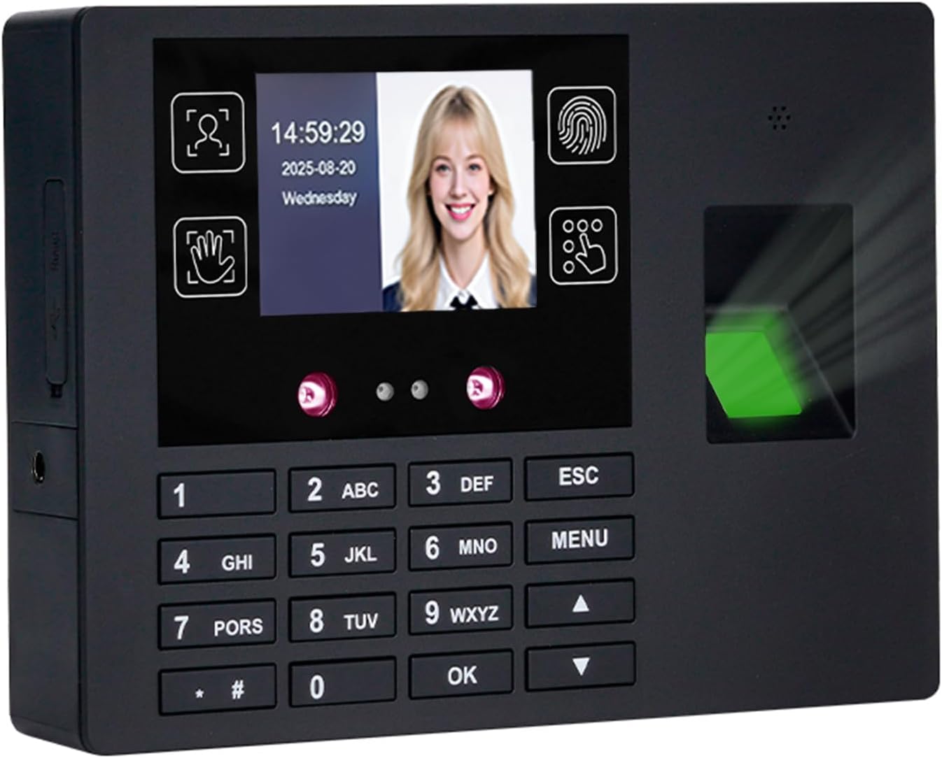 Employee Time Clocks for Small Business, Versatile 4 in 1 Time Machine (Face + Fingerprint + Palm Print + PIN), Clock in & Out Attendance Machine Punch Clock