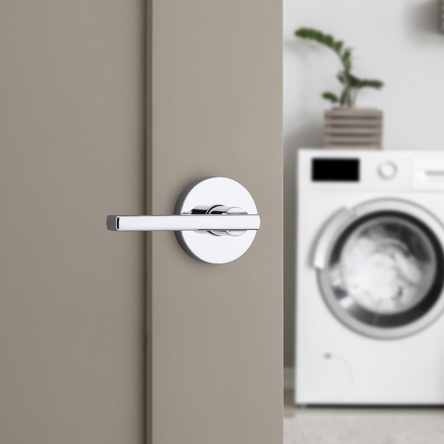 Kwikset Halifax Interior Passage Door Knob, Round Handle for Closet and Hallway Doors, Non-Locking Doorknob in Polished Chrome, with Microban Protection