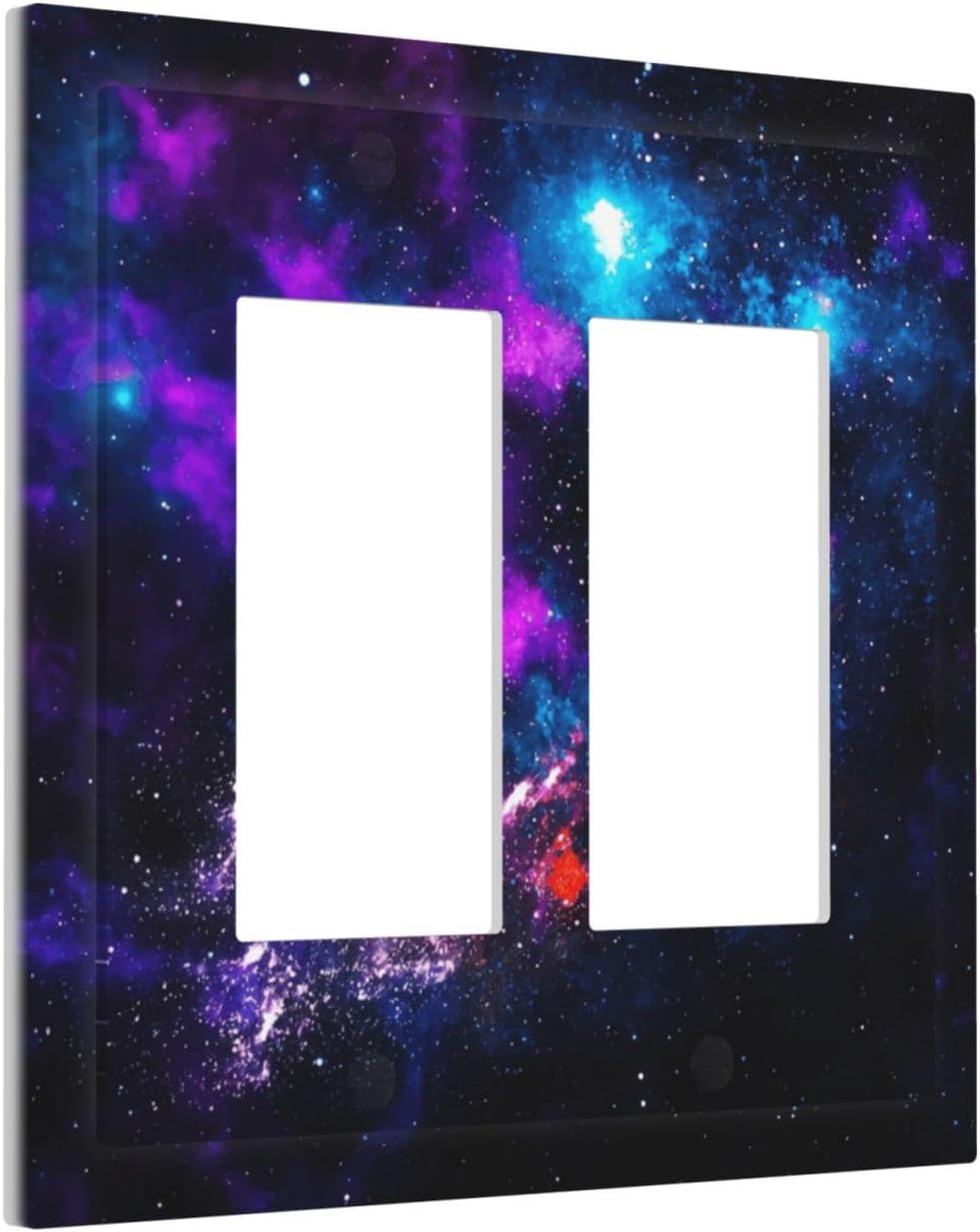 Outer Space Colorful Starry Sky Galaxy Planet Decorative Outlet Covers 2 Gang Double GFCI Rocker Electrical Wall Panels Light Switch Cover Plate for Bed Room Living Room Decor
