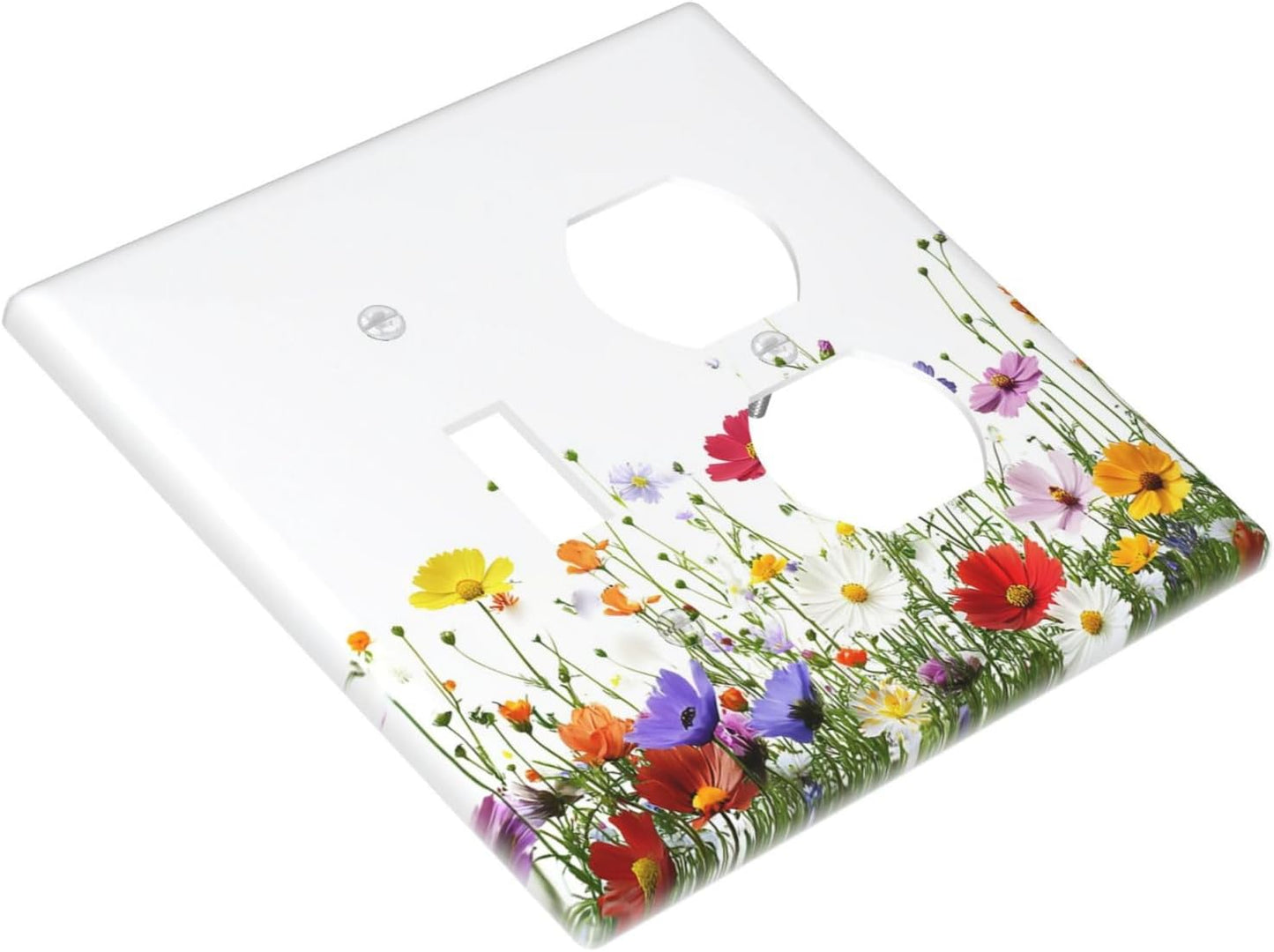 Wallplates Colorful Wildflowers Plant Floral Daisy 1 Toggle 1 Duplex Switch Plate Electrical Gfci Faceplate Decorative Light Switch Covers For Bed Room Living Room Decor