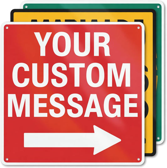 Custom Metal Left or Right Arrow Sign – 10x10 Inches Rust Free .040 Aluminum, Fade Resistant, Personalized Outdoor Sign for Business Workplace Office Home