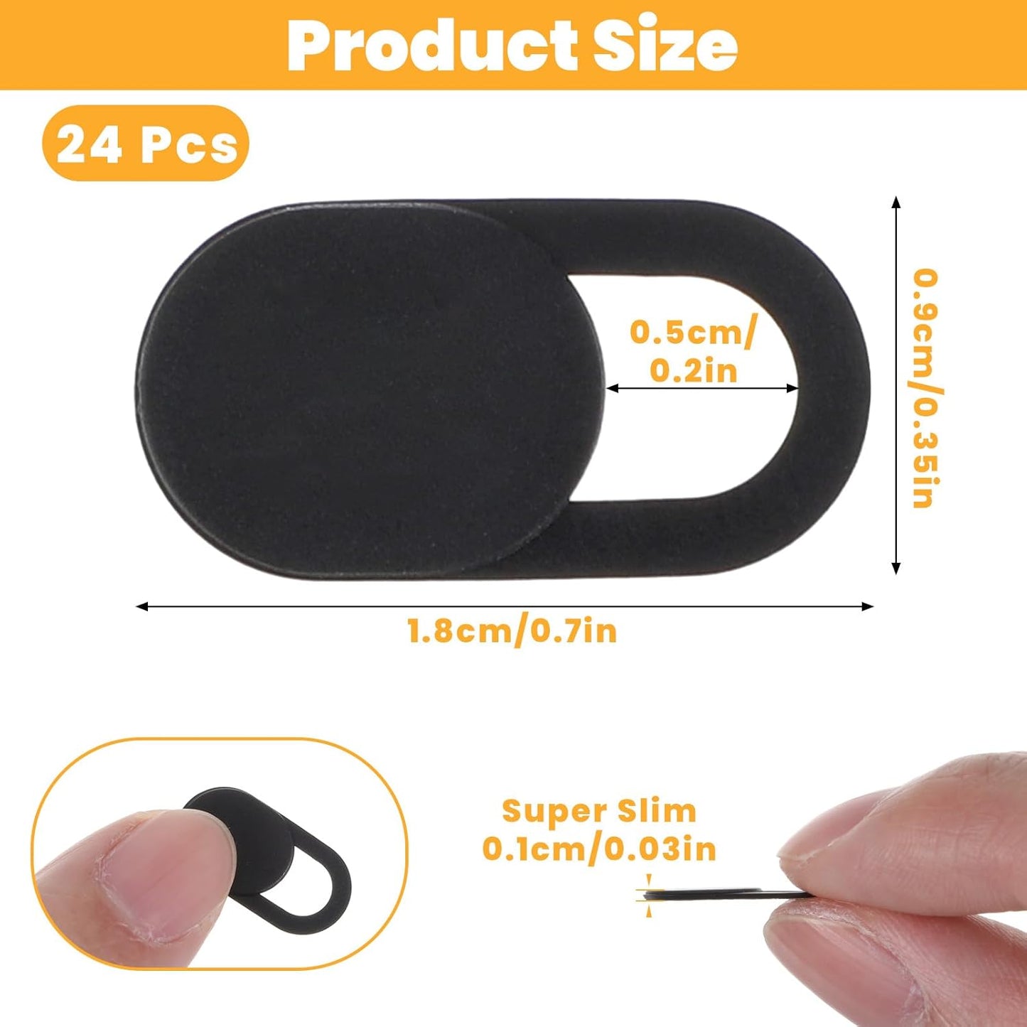 24PCS Camera Cover Slide, Plastic Ultra-Thin Webcam Cover Camera Blocker Slider for Laptop Desktops PC Tablet Cell Phone to Protect Your Privacy and Security