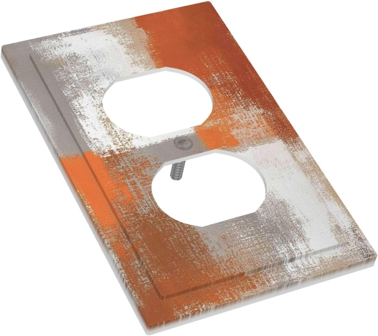 Orange Grey Abstract Art Oil Painting Outlet Covers 1 Gang Duplex Light Switch Cover Decorative Switch Plates Electrical Receptacle Faceplate Wall Plate For Home Farmhouse Decor