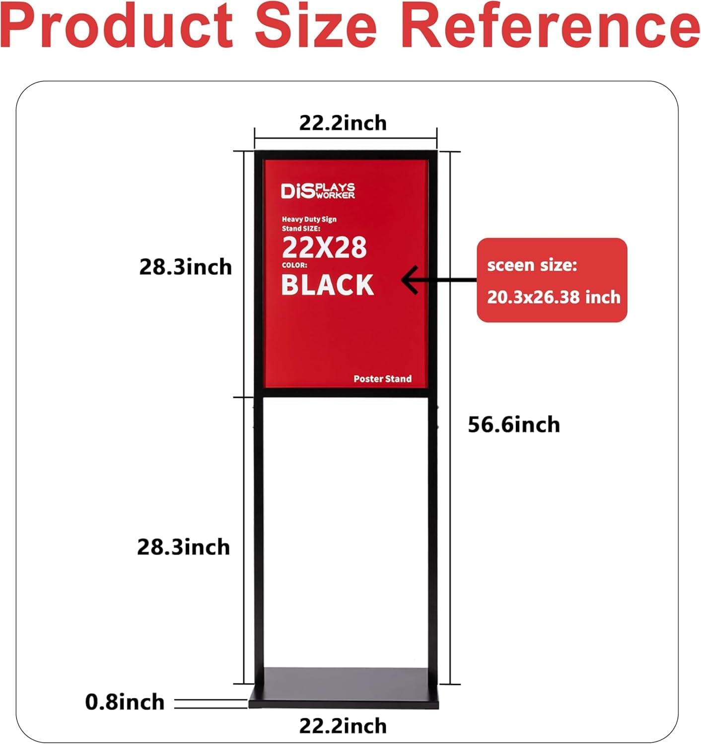 DISPLAYSWORKER Sign holder floor stand, heavy Duty Pedestal poster banner stand for display,18×24 inch slide-in double sided poster sign holder floor standing for board Display (Black, 18×24)