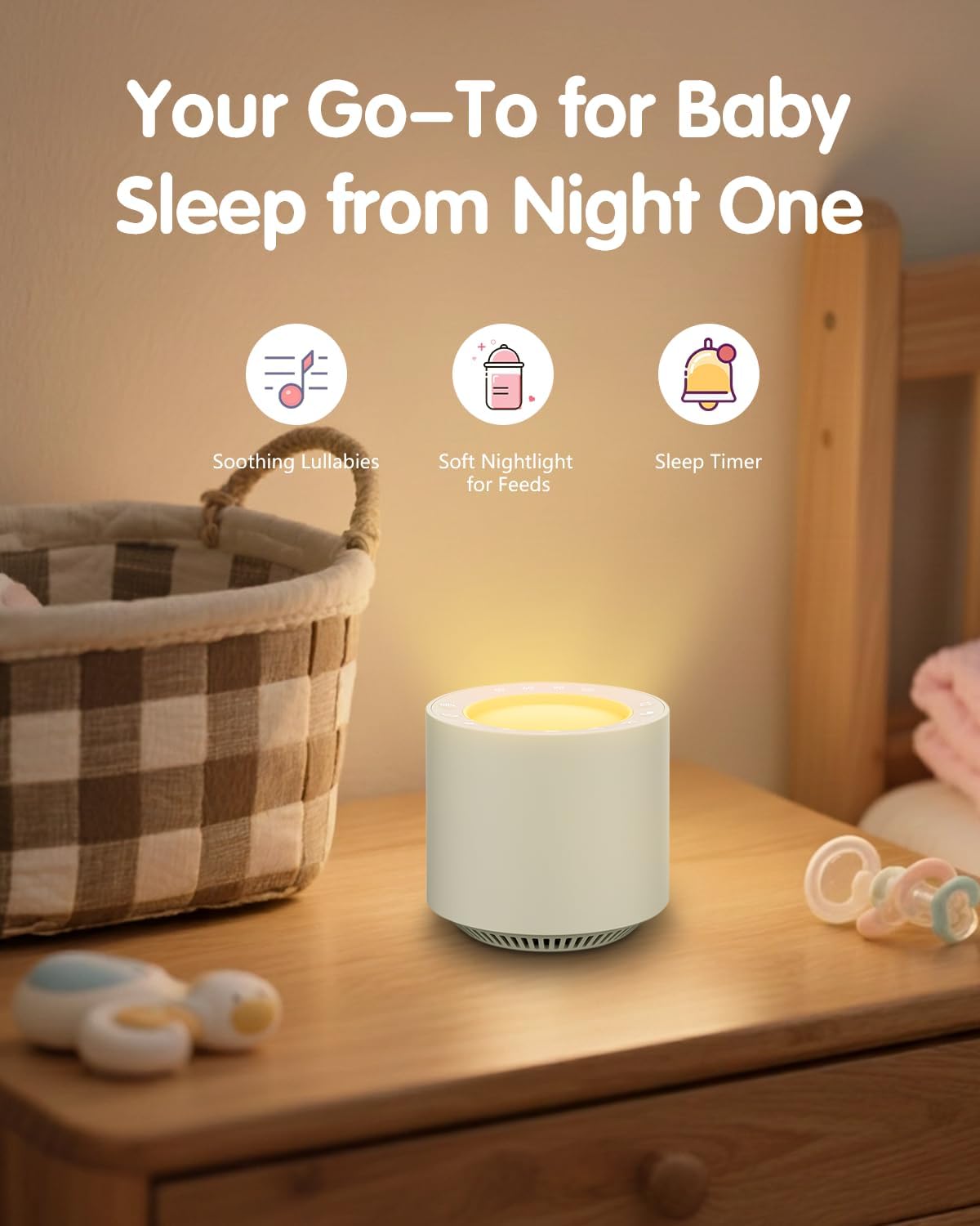 Baby White Noise Machine: Red Light Therapy Sleep Sound Machine with 38 Soothing Sounds & Calming Womb Soother Shusher, Memory Function, Dimmable Nursery Night Light with Timer, Baby Gift