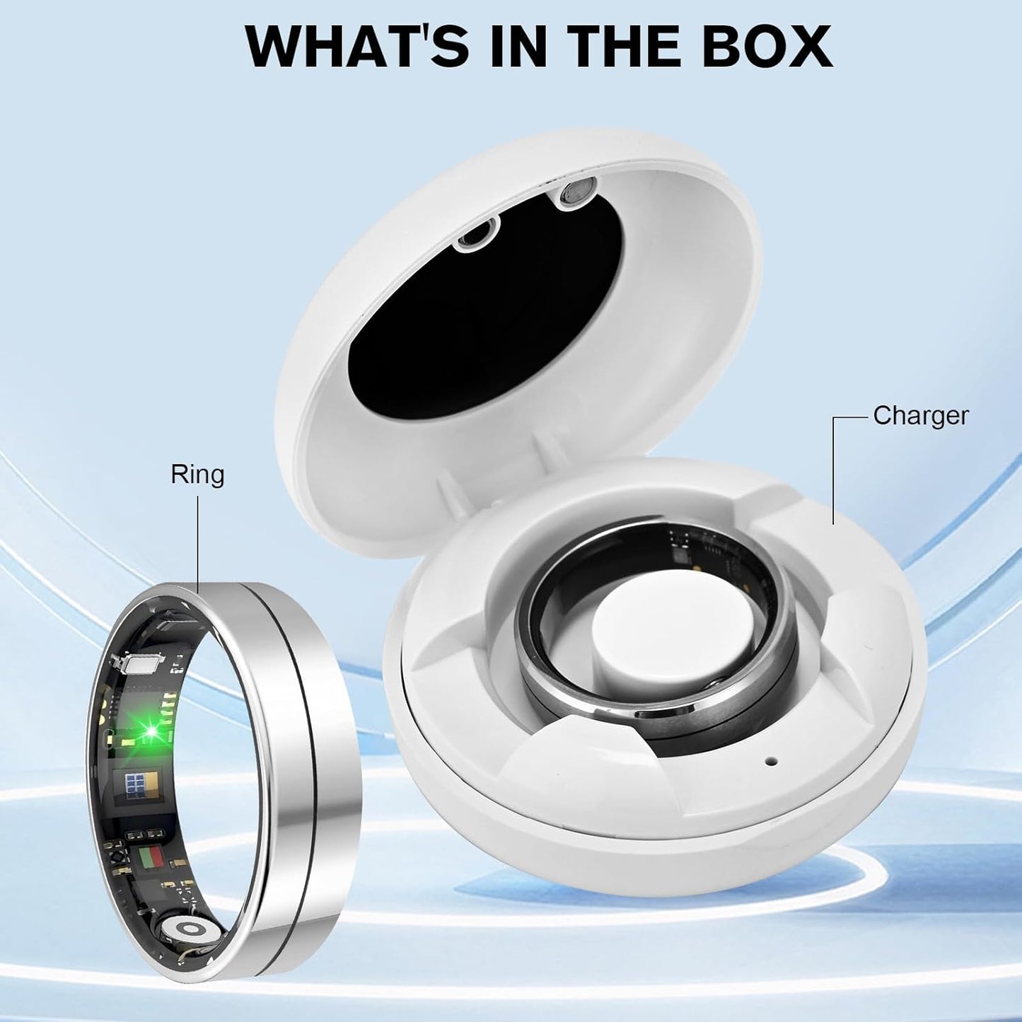 KppeX-X1 Smart Health Ring Kit-Nighttime Sleep Monitoring-Heart Rate-IP68 Waterproof Exercise Recording Fitness Tracker-No Subscription Fee Mixer#Steel Color