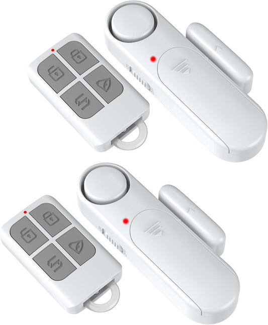 Wireless Door Alarm When Opened with Remote (2 Pack), Window Sensor Alarms for Home Security, Kids Safety, Dementia, Sliding Glass Door, 120dB Burglar Alert for House Garage/Apartment/Business Entry