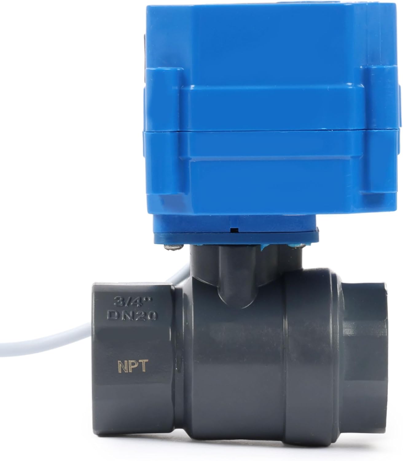 U.S. Solid 3/4" UPVC Motorized Ball Valve - Plastic Electrical Ball Valve with Standard Port, 2 Wire Auto Return, 110V AC, Normally Closed