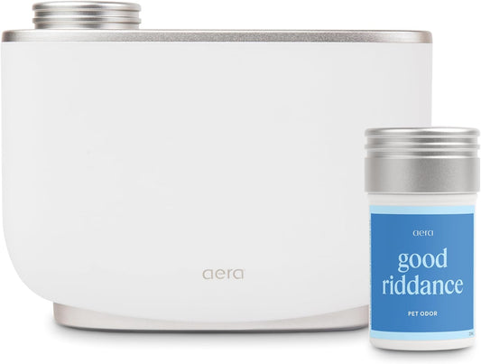 Aera Essential Oil Fragrance Diffuser + Good Riddance Scent Bundle for Large Rooms (500–1000 Sq Ft), Alexa Compatible + App Controlled Aromatherapy Waterless Diffuser – Hypoallergenic & Pet Safe