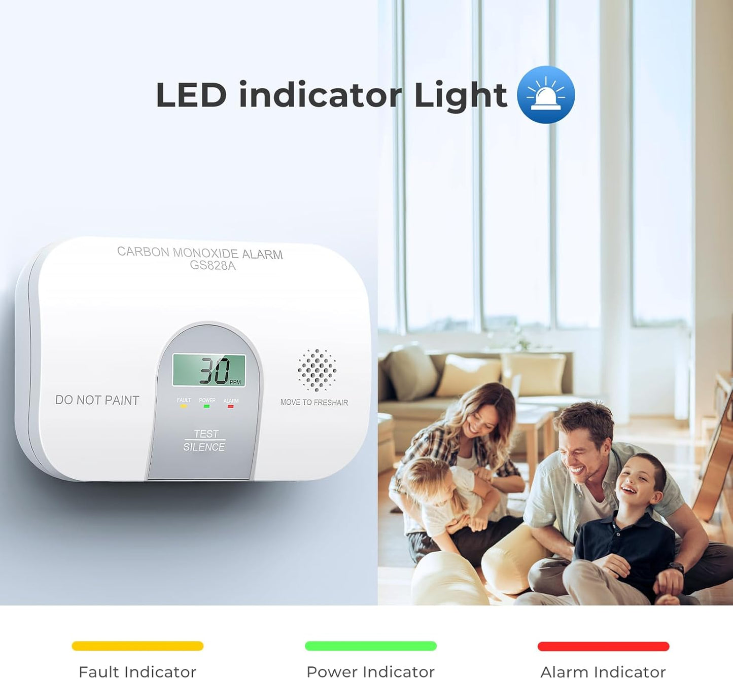 Siterwell Carbon Monoxide Detectors, 10 Year Product Life CO Detector with LCD Digital Display and Sound Warning, ETL Listed, Carbon Monoxide Detectors Battery Operated for Home School Office, 1-Pack