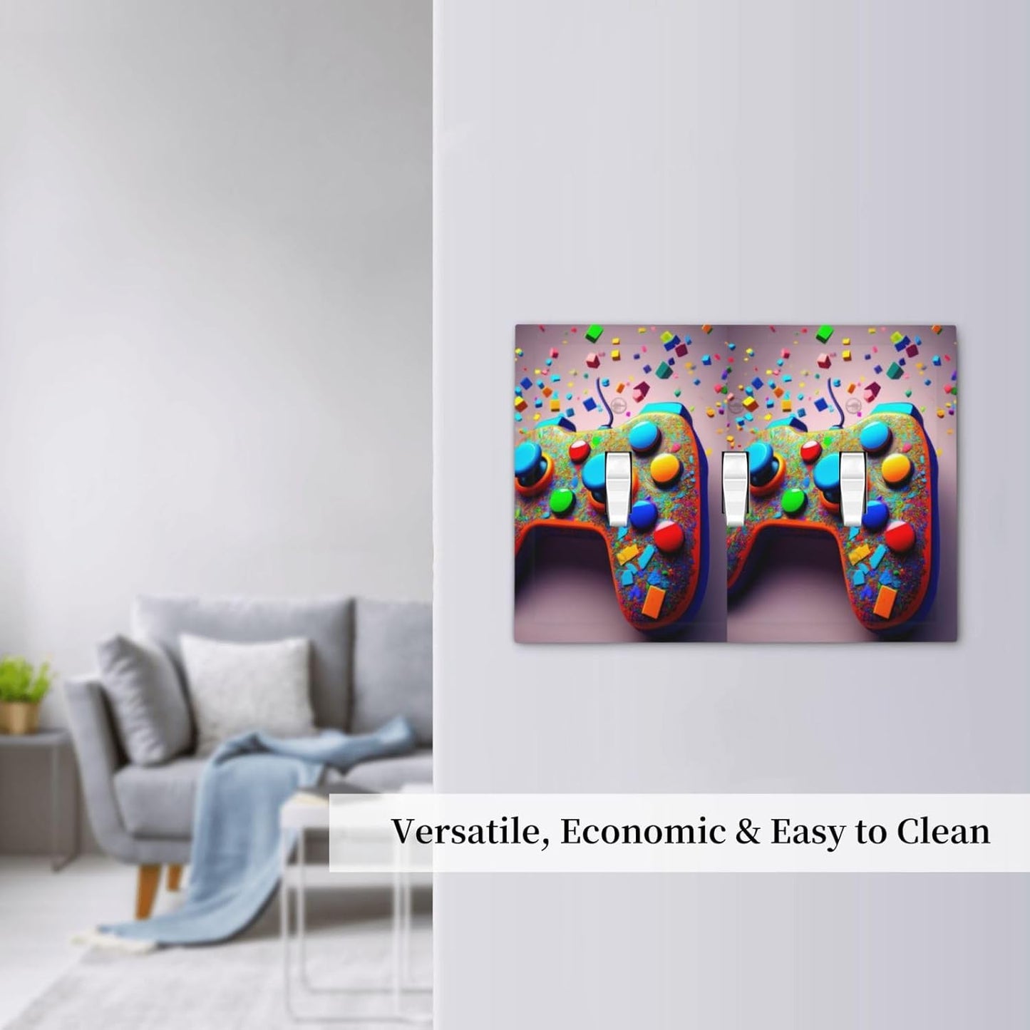 Videos Game Controller 3 Gang Triple Toggle Decorative Light Switch Covers Electrical Faceplate Switchplates for Bathroom Kitchen Home