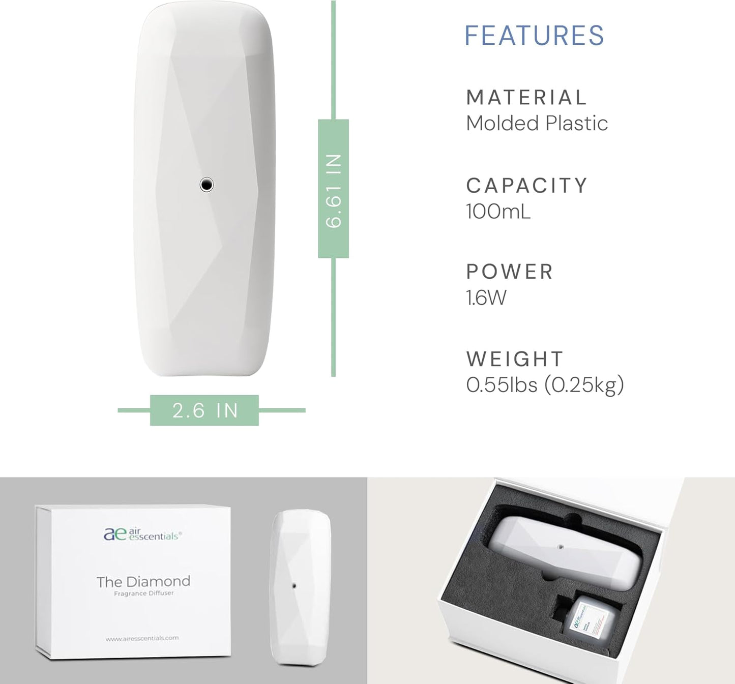 Air Esscentials Diamond Smart Scent Air Machine & Fresh Fur-Ever Aroma Oil, Waterless Fragrance Oil Diffuser with Bluetooth App Control, Fresh Cut Pine & Fir, Refreshing Winter Forest Scent, 100mL