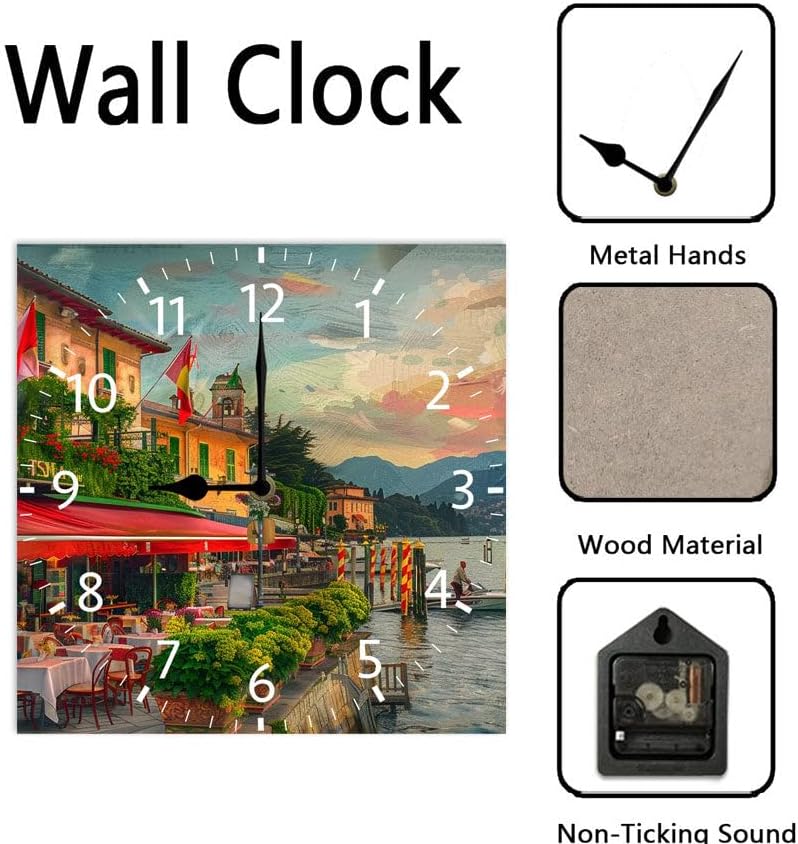 10 in Italy -267 Wood Wall Clock – Digital Time Display, Smart Home Compatible for Bedside or Workspace